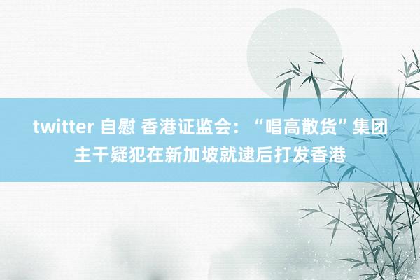 twitter 自慰 香港证监会：“唱高散货”集团主干疑犯在新加坡就逮后打发香港