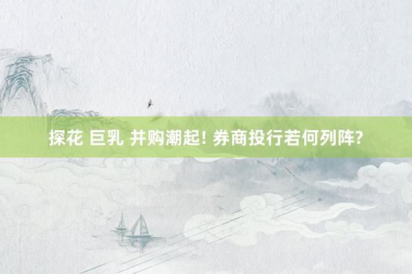 探花 巨乳 并购潮起! 券商投行若何列阵?