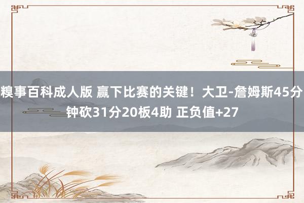 糗事百科成人版 赢下比赛的关键！大卫-詹姆斯45分钟砍31分20板4助 正负值+27