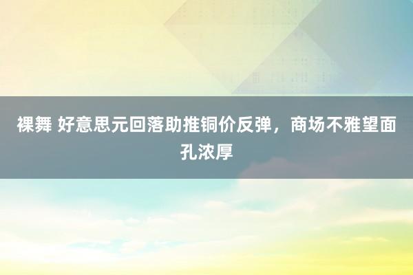 裸舞 好意思元回落助推铜价反弹，商场不雅望面孔浓厚