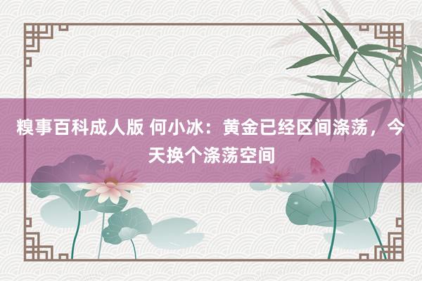 糗事百科成人版 何小冰：黄金已经区间涤荡，今天换个涤荡空间