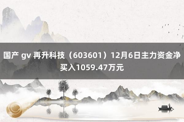 国产 gv 再升科技（603601）12月6日主力资金净买入1059.47万元