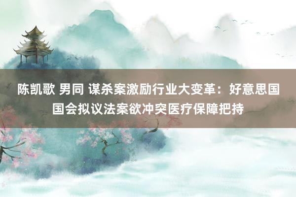 陈凯歌 男同 谋杀案激励行业大变革：好意思国国会拟议法案欲冲突医疗保障把持