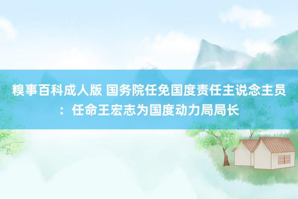 糗事百科成人版 国务院任免国度责任主说念主员：任命王宏志为国度动力局局长