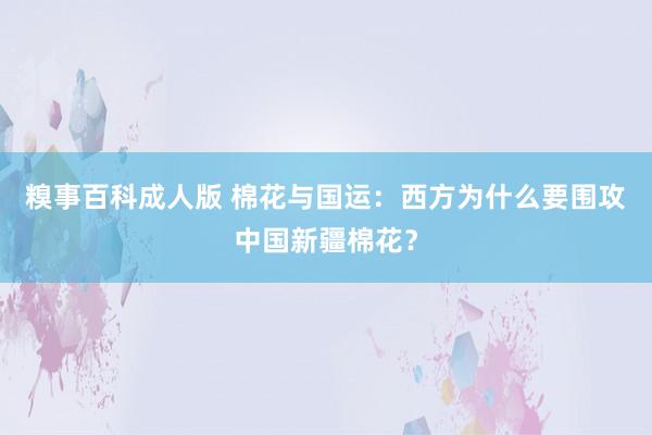 糗事百科成人版 棉花与国运：西方为什么要围攻中国新疆棉花？