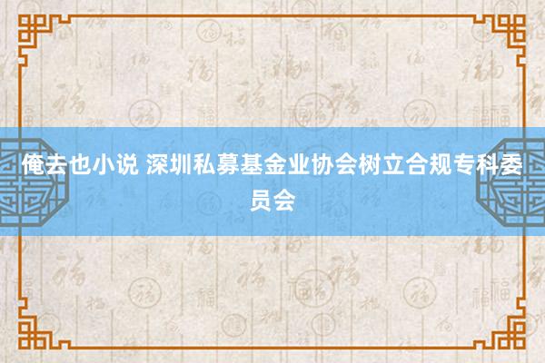 俺去也小说 深圳私募基金业协会树立合规专科委员会