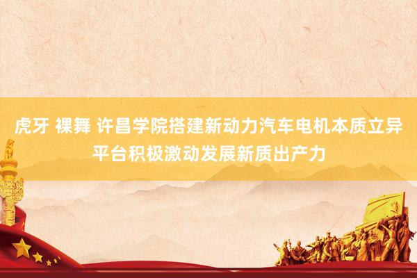 虎牙 裸舞 许昌学院搭建新动力汽车电机本质立异平台积极激动发展新质出产力