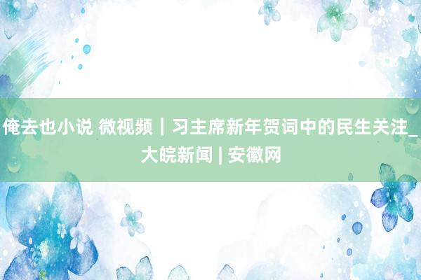 俺去也小说 微视频｜习主席新年贺词中的民生关注_大皖新闻 | 安徽网