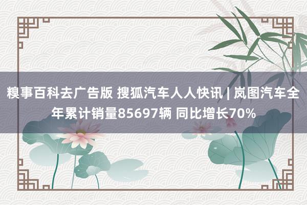 糗事百科去广告版 搜狐汽车人人快讯 | 岚图汽车全年累计销量85697辆 同比增长70%