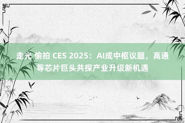 走光 偷拍 CES 2025：AI成中枢议题，高通等芯片巨头共探产业升级新机遇