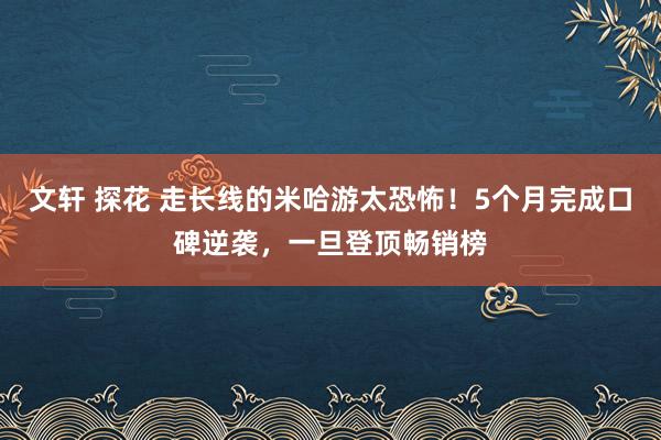 文轩 探花 走长线的米哈游太恐怖！5个月完成口碑逆袭，一旦登顶畅销榜