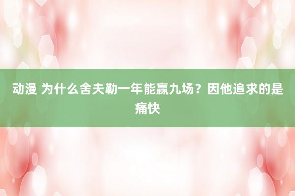 动漫 为什么舍夫勒一年能赢九场？因他追求的是痛快