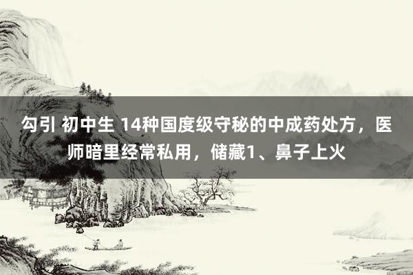 勾引 初中生 14种国度级守秘的中成药处方,医师暗里经常私用,储藏1、鼻子上火