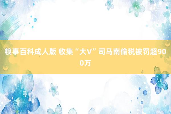糗事百科成人版 收集“大V”司马南偷税被罚超900万
