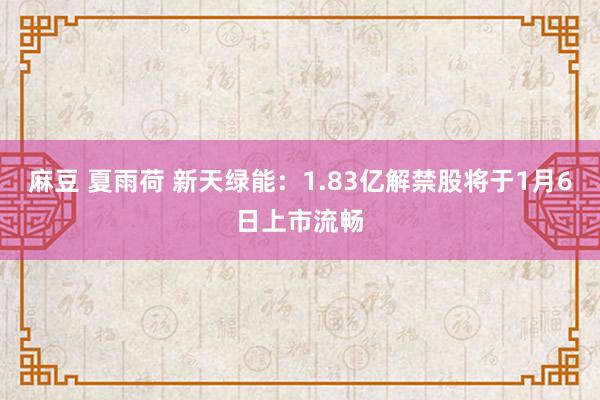 麻豆 夏雨荷 新天绿能：1.83亿解禁股将于1月6日上市流畅