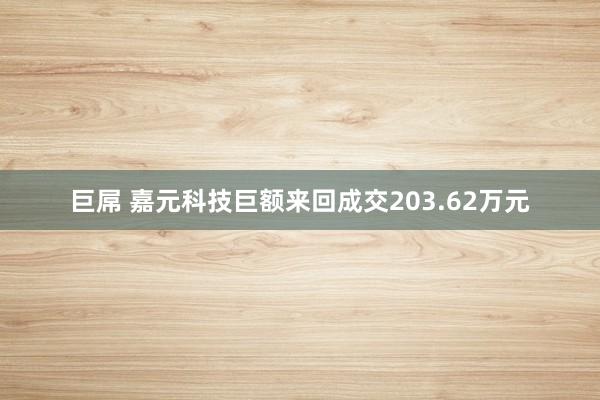 巨屌 嘉元科技巨额来回成交203.62万元