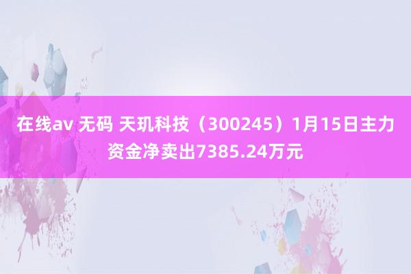 在线av 无码 天玑科技（300245）1月15日主力资金净卖出7385.24万元