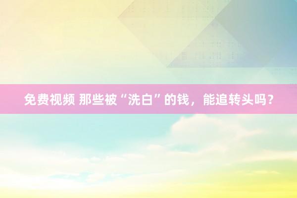 免费视频 那些被“洗白”的钱，能追转头吗？