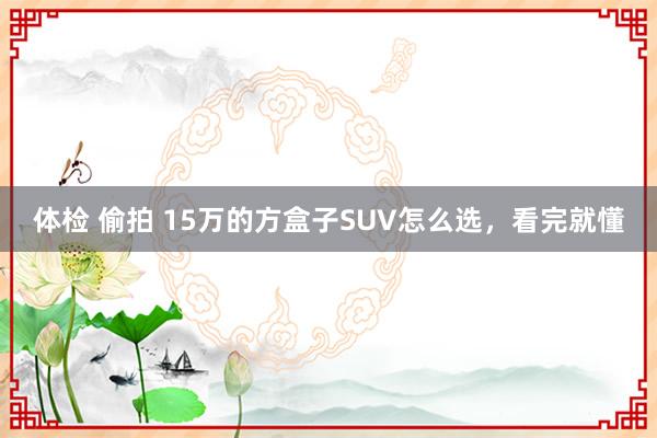 体检 偷拍 15万的方盒子SUV怎么选，看完就懂