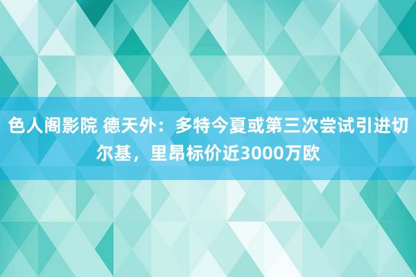 色人阁影院 德天外：多特今夏或第三次尝试引进切尔基，里昂标价近3000万欧