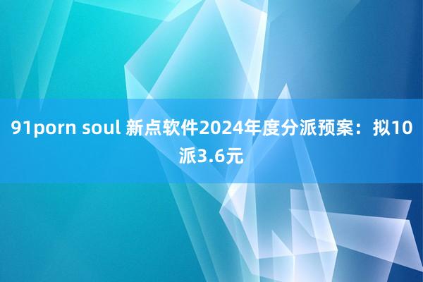 91porn soul 新点软件2024年度分派预案：拟10派3.6元