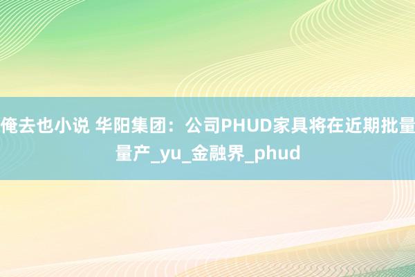 俺去也小说 华阳集团：公司PHUD家具将在近期批量量产_yu_金融界_phud