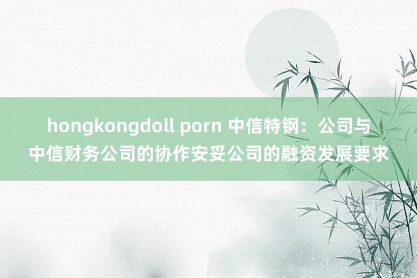 hongkongdoll porn 中信特钢：公司与中信财务公司的协作安妥公司的融资发展要求