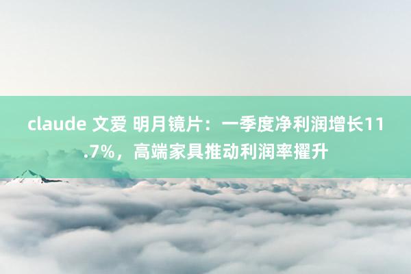 claude 文爱 明月镜片：一季度净利润增长11.7%，高端家具推动利润率擢升
