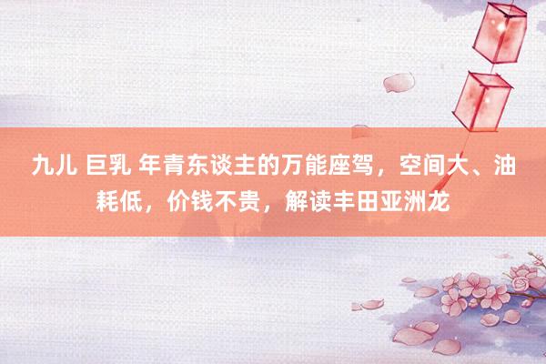 九儿 巨乳 年青东谈主的万能座驾，空间大、油耗低，价钱不贵，解读丰田亚洲龙