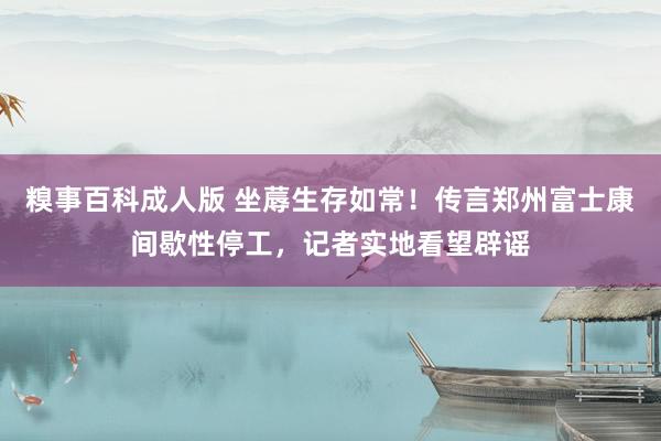 糗事百科成人版 坐蓐生存如常！传言郑州富士康间歇性停工，记者实地看望辟谣