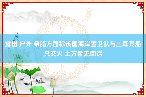 露出 户外 希腊方面称该国海岸警卫队与土耳其船只交火 土方暂无回话